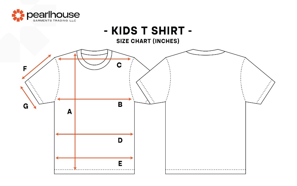 Kids T-Shirt Sizing Diagram