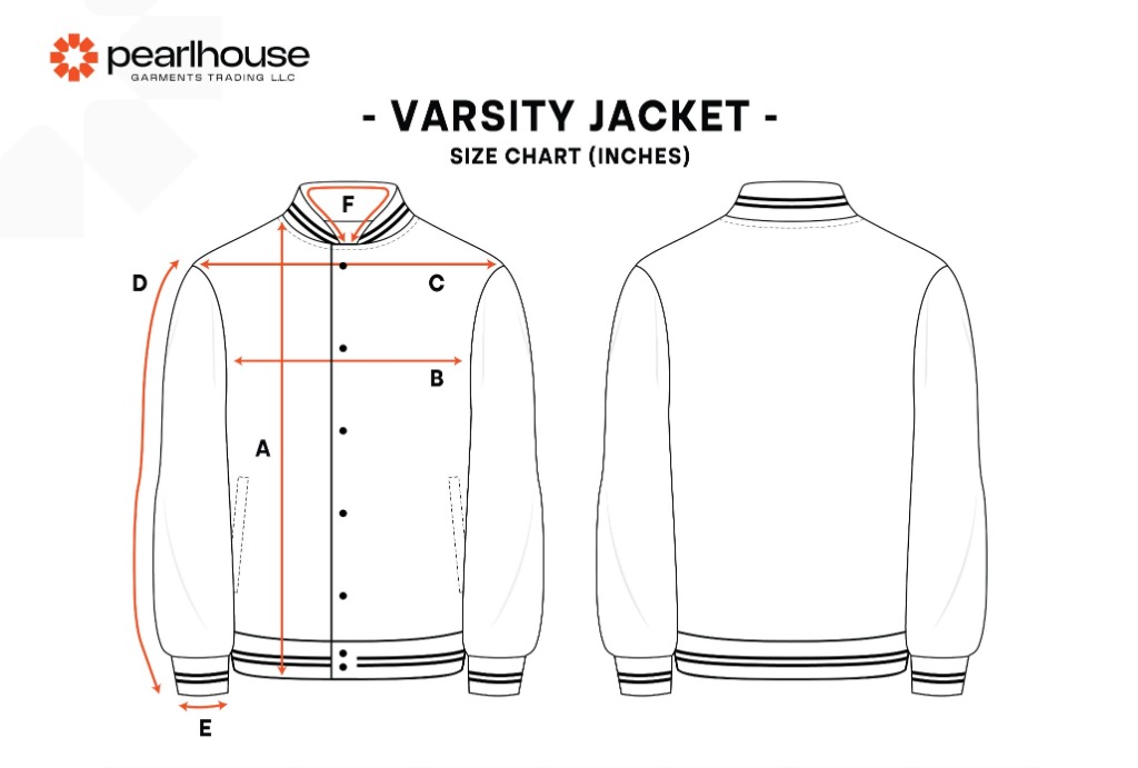 Varsity Jacket Sizing Diagram