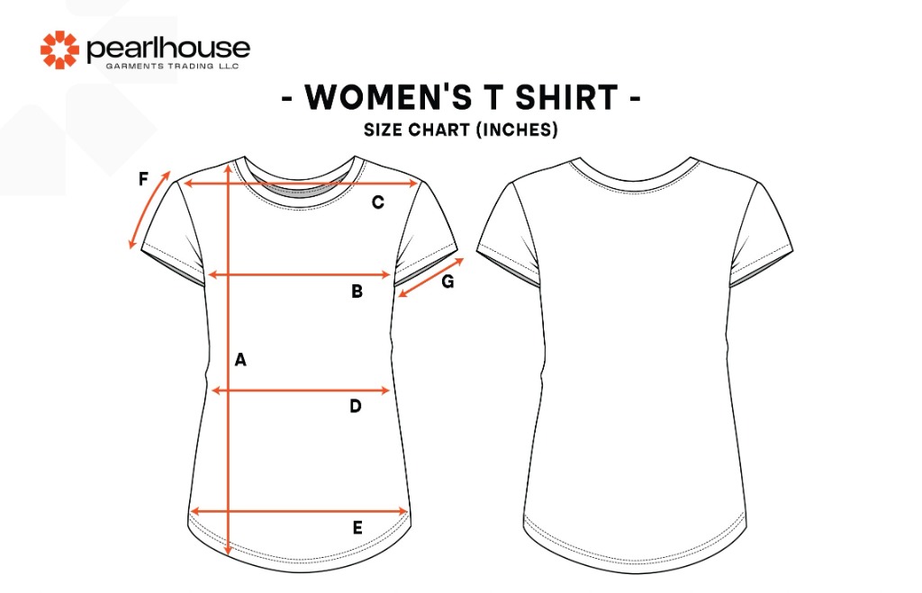Women's T-Shirt Sizing Diagram